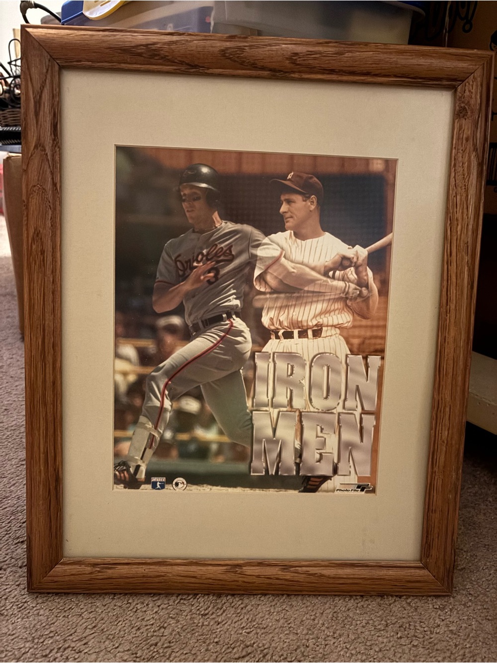 Greats Baseball Print - Beige Mat and Oak Frame